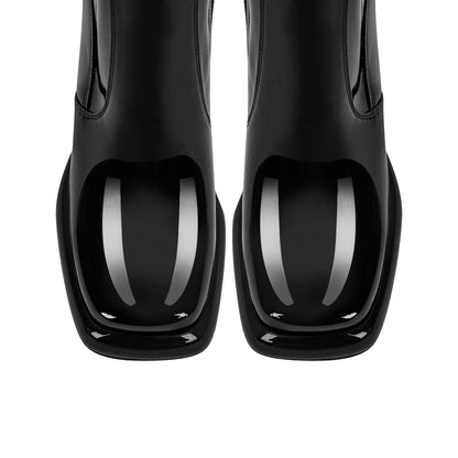 Platform Square Toe Chunky Heel Knee High Boots | Onlymaker Premium