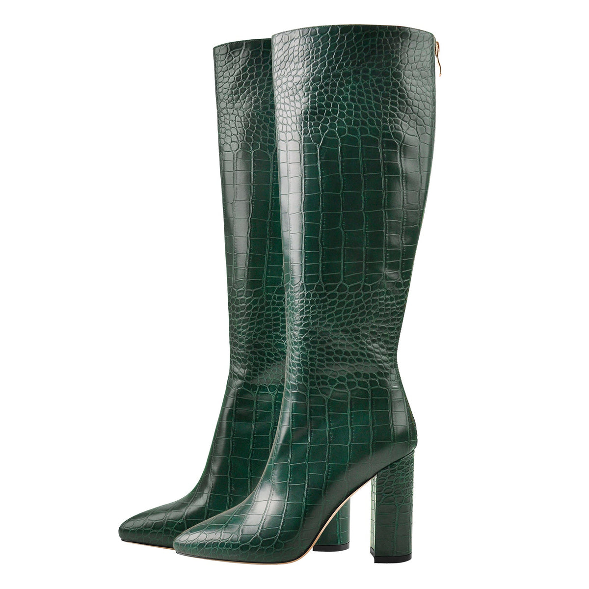 Pointed Toe Stone Pattern Chunky Boots | Onlymaker Premium