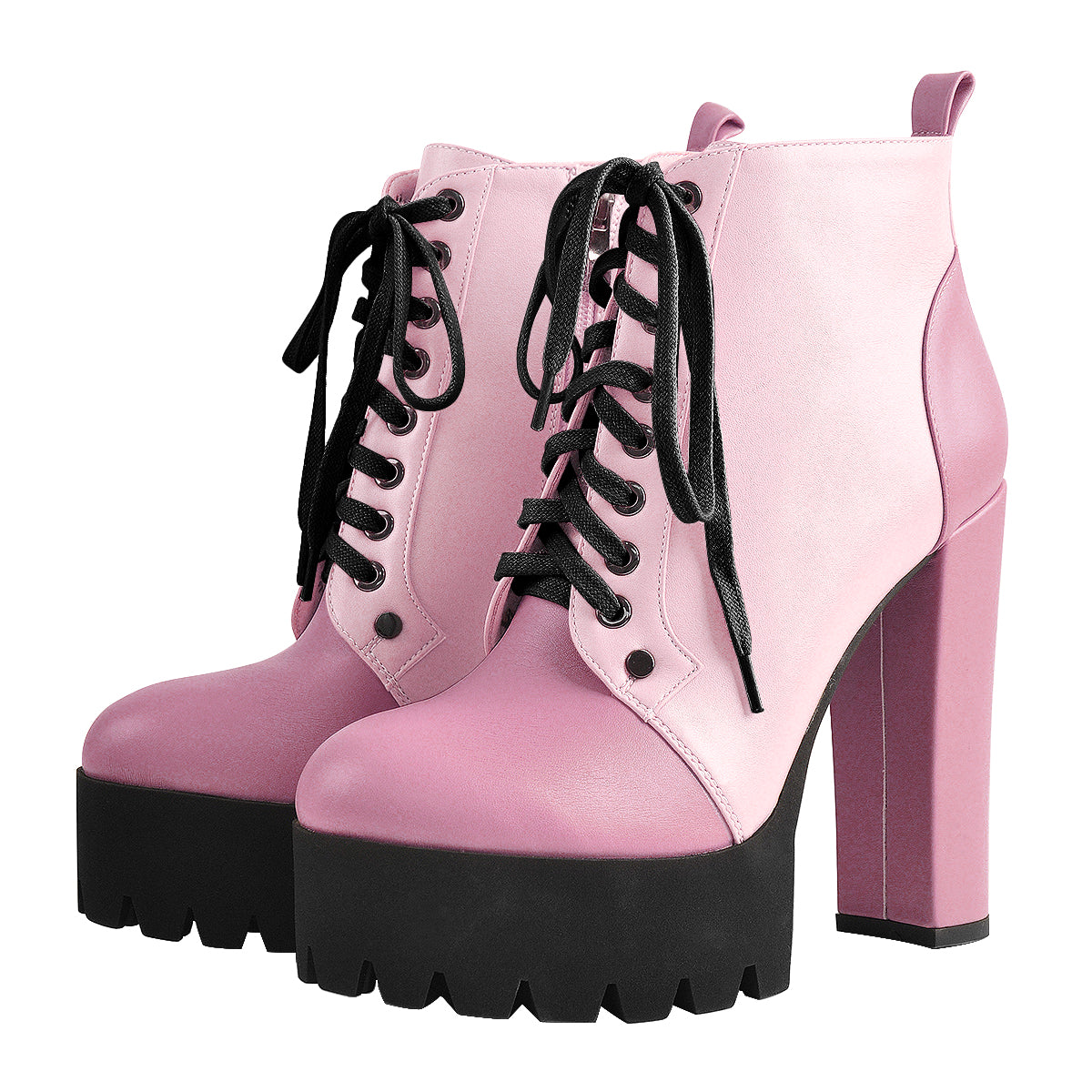 Platform Split Joint Lace-up Chunky Heel Ankle Boots | Onlymaker Hot Sale