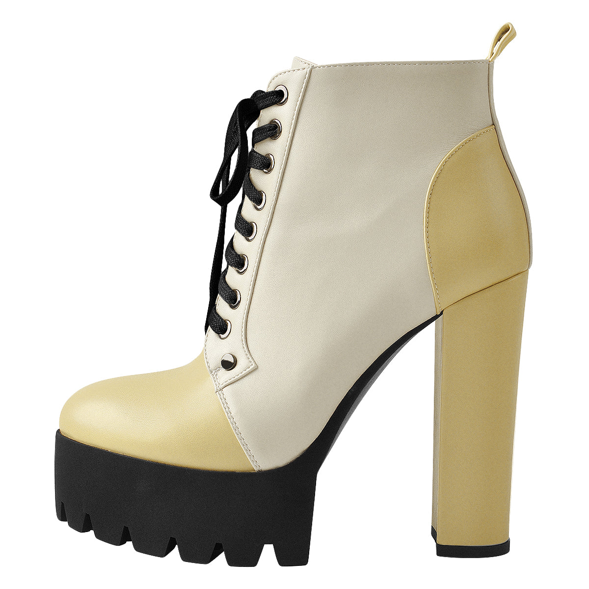 Platform Split Joint Lace-up Chunky Heel Ankle Boots | Onlymaker Hot Sale