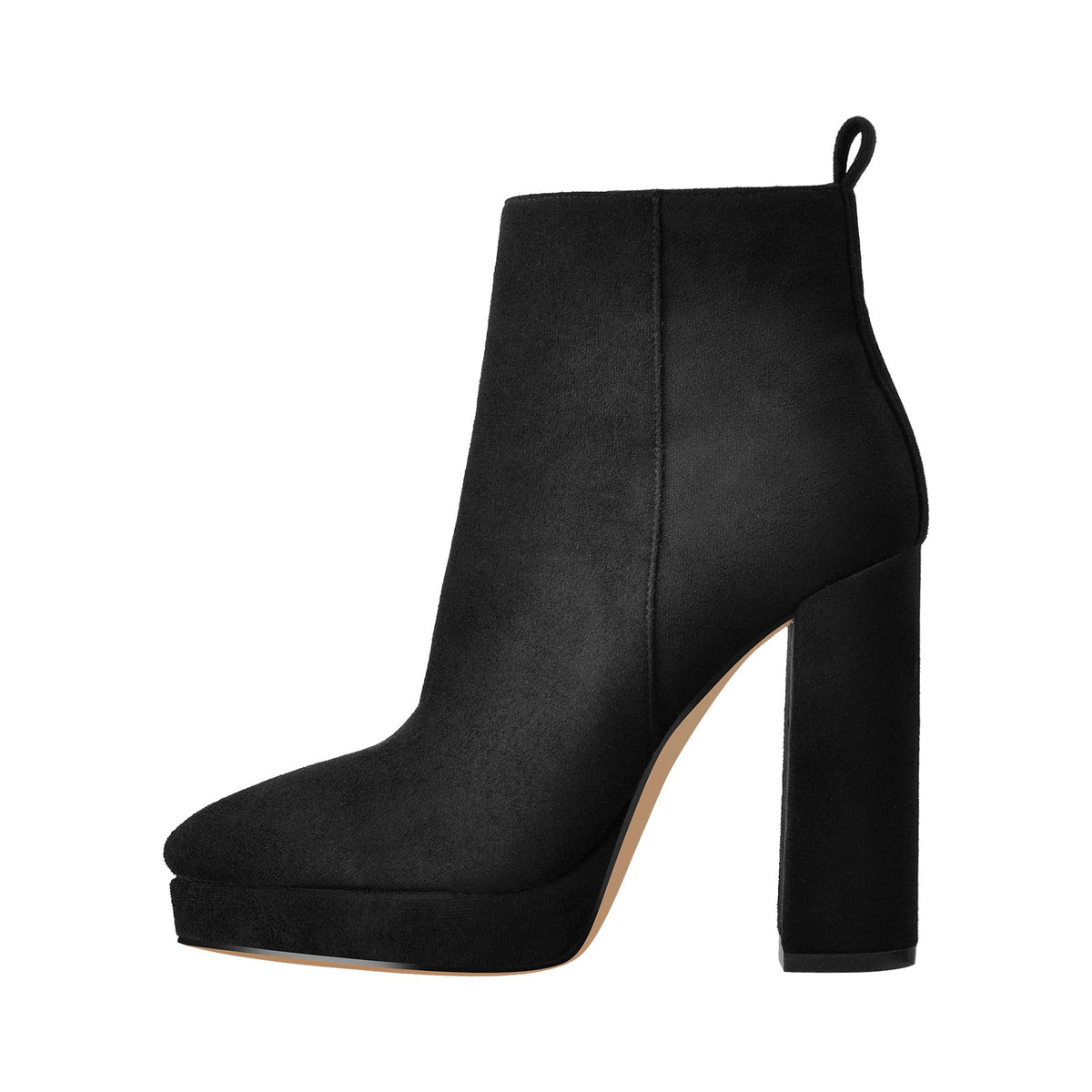 Suede Pointed Toe Chunky Heel Ankle Boots | Onlymaker New