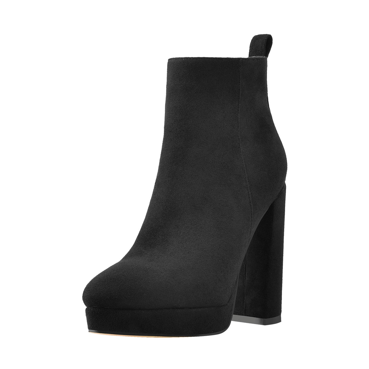 Suede Pointed Toe Chunky Heel Ankle Boots | Onlymaker New