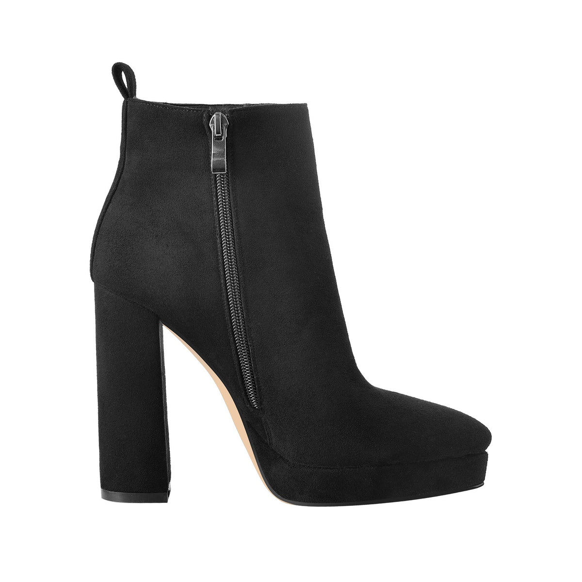 Suede Pointed Toe Chunky Heel Ankle Boots | Onlymaker New