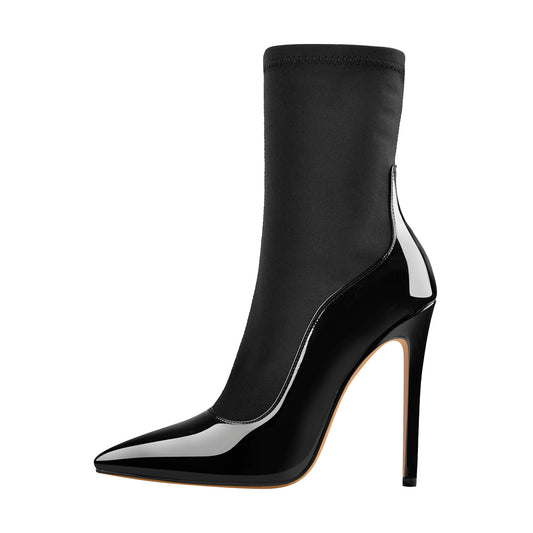 Pointed Toe Minimalistic Stretch Stiletto Ankle Boots | Onlymaker Latest