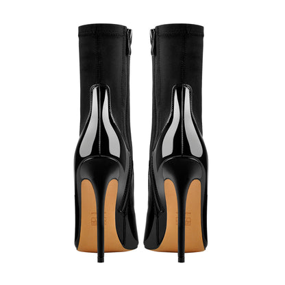 Pointed Toe Minimalistic Stretch Stiletto Ankle Boots | Onlymaker Latest