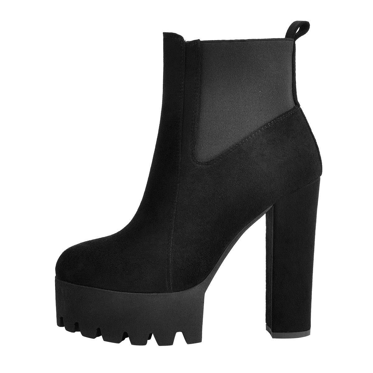 Black Suede Chunky High Heel Ankle Boots | Onlymaker Trending