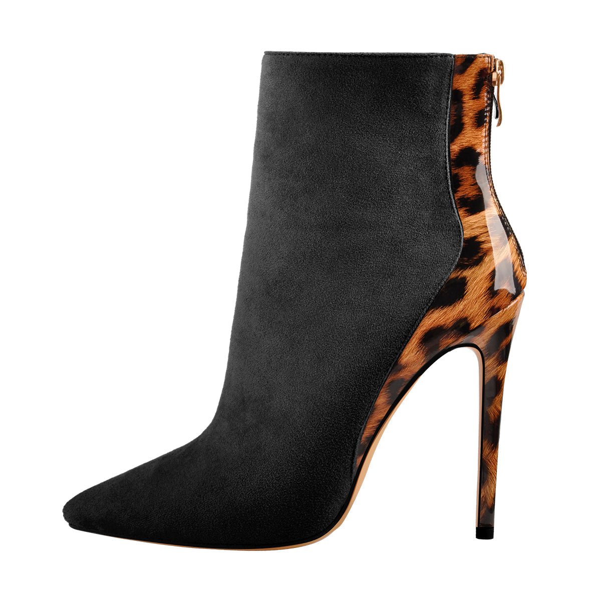 Red Suede Patent Leather Stitching Pointed Toe Ankle boots | Onlymaker Best Seller
