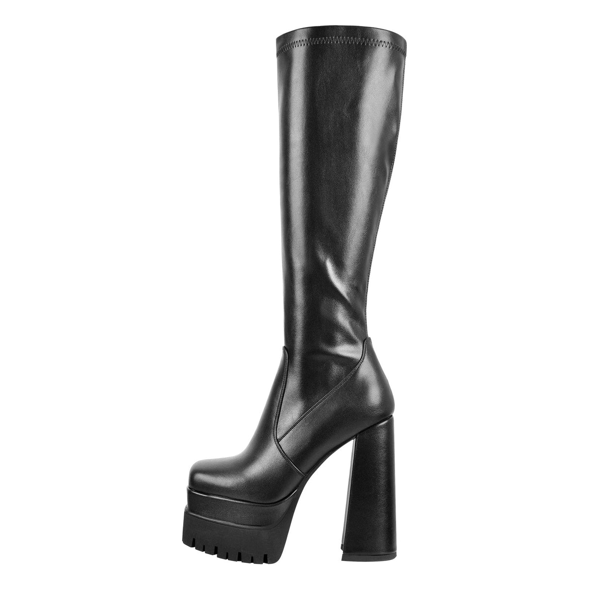 Double Platform Chunky Heel Knee High Boots | Onlymaker Value