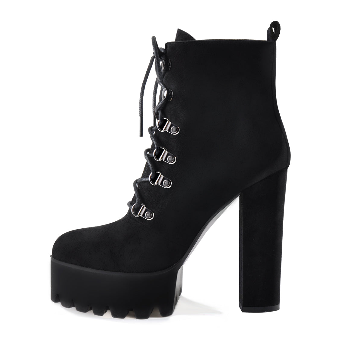 Black Heeled Work Boots Cool Booties | Onlymaker Great Value
