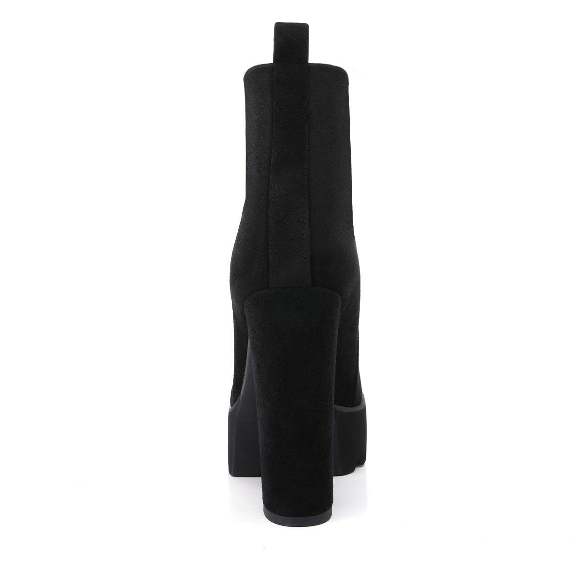 Black Heeled Work Boots Cool Booties | Onlymaker Great Value