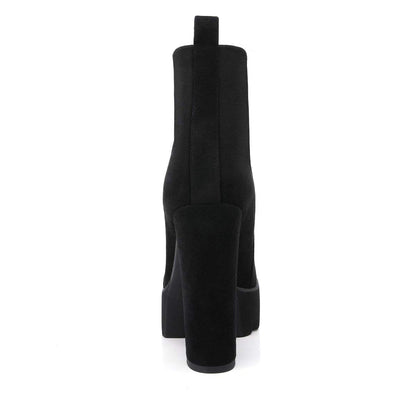 Black Heeled Work Boots Cool Booties | Onlymaker Great Value