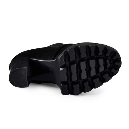 Black Heeled Work Boots Cool Booties | Onlymaker Great Value