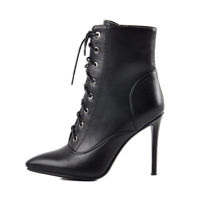 Pointy Toe Lace up Stiletto High Heel Ankle Boots | Onlymaker Trusted