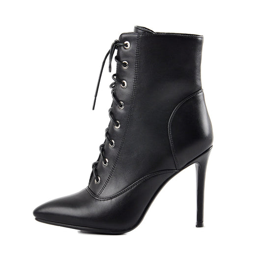 Pointy Toe Lace up Stiletto High Heel Ankle Boots | Onlymaker Trusted