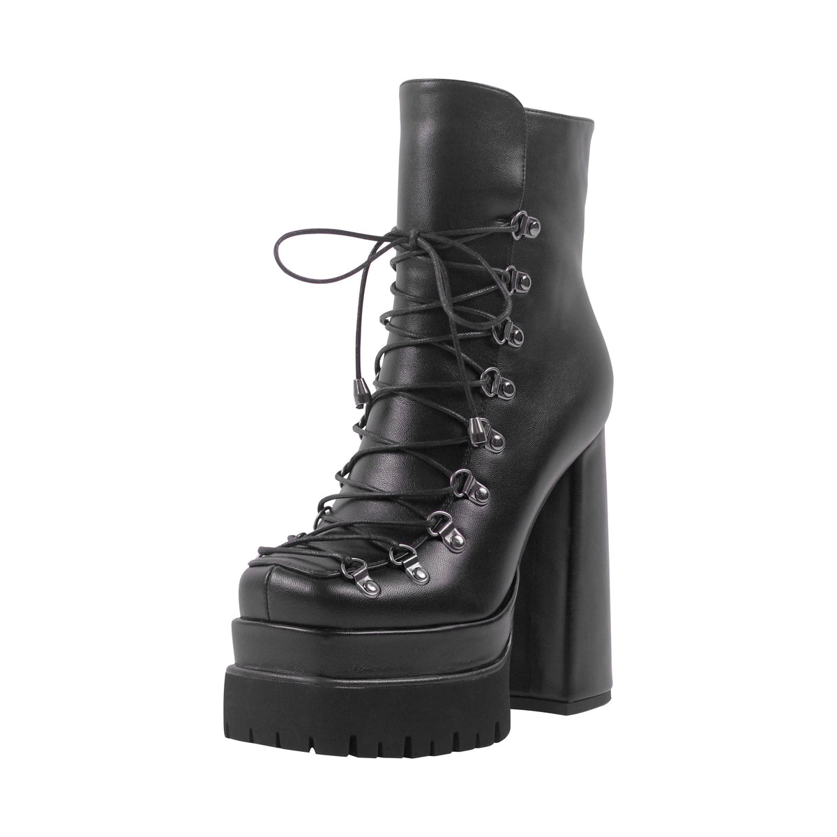 Double Platform Side Zipper Lace-up Ankle Boots | Onlymaker Sale