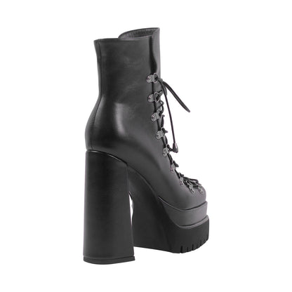 Double Platform Side Zipper Lace-up Ankle Boots | Onlymaker Sale