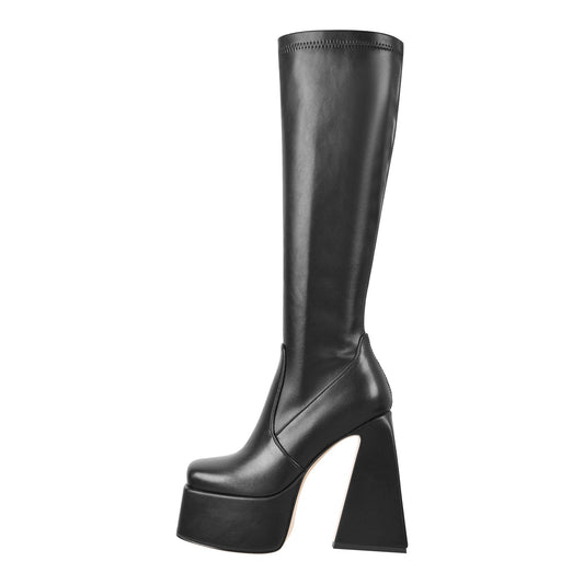 Platform Triangle Heel Thigh Knee High Boots | Onlymaker Classic