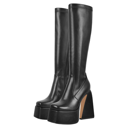Platform Triangle Heel Thigh Knee High Boots | Onlymaker Classic