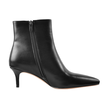 Black Pointed Toe Zipper Kitten Heel Boots | Onlymaker Special Offer
