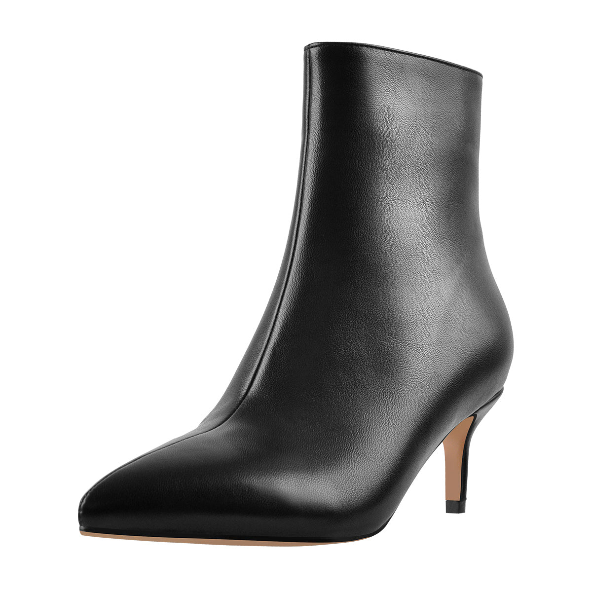 Black Pointed Toe Zipper Kitten Heel Boots | Onlymaker Special Offer
