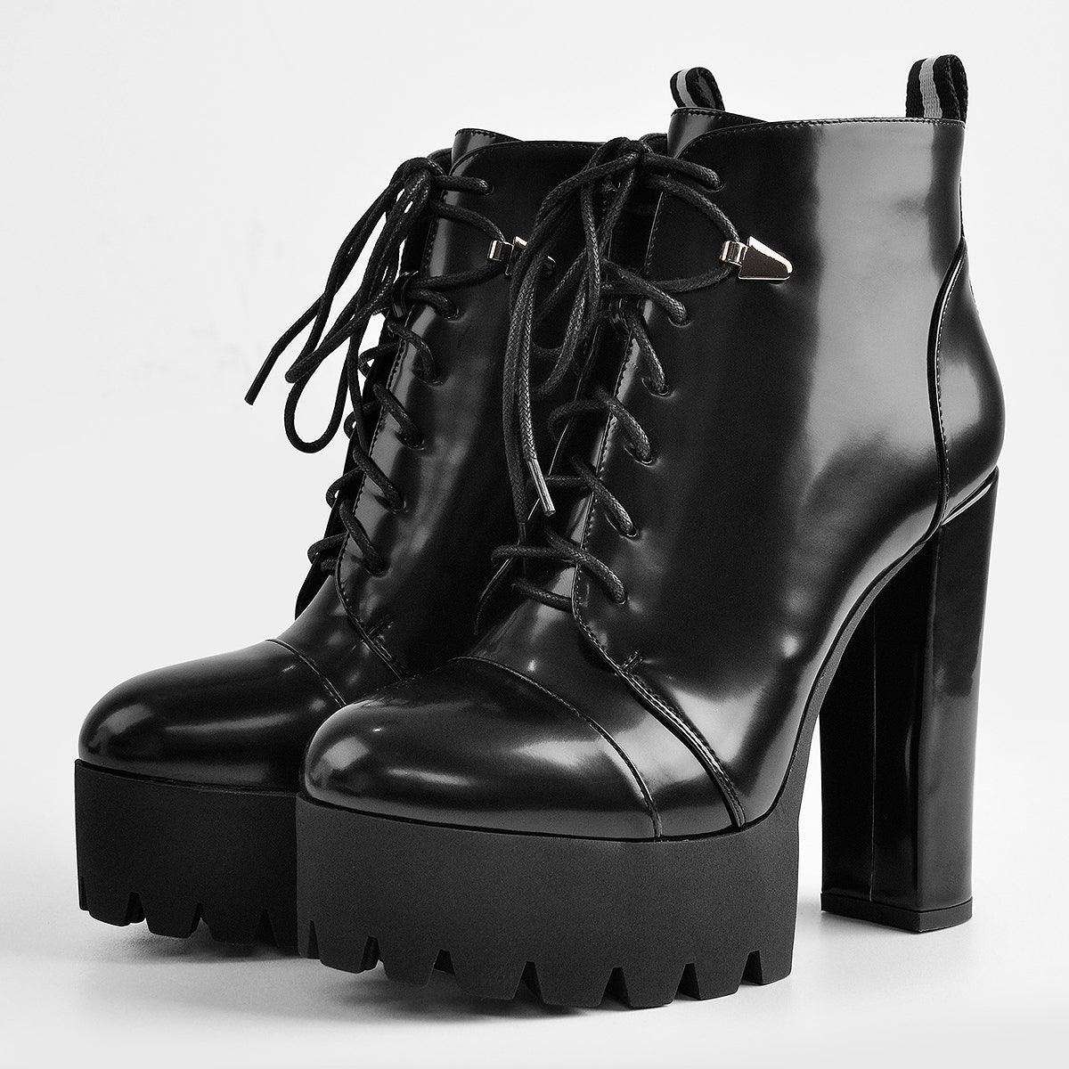 Black Platform Chunky Heels Ankle Boots | Onlymaker Exclusive