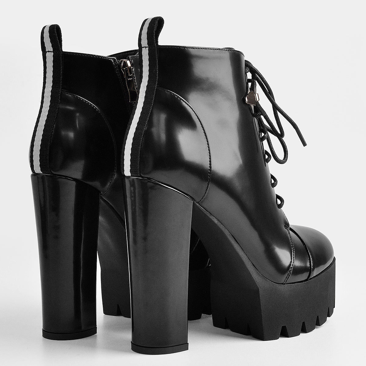 Black Platform Chunky Heels Ankle Boots | Onlymaker Exclusive