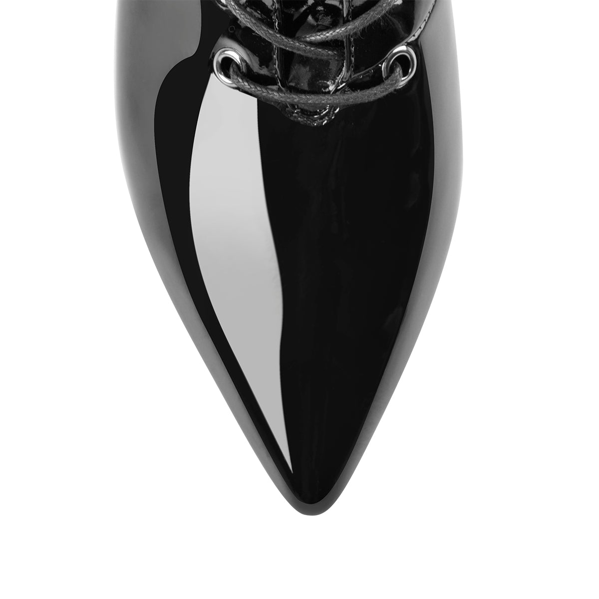Patent Leather Pointed Toe Knee High Mid Heel Boots | Onlymaker Hot Sale