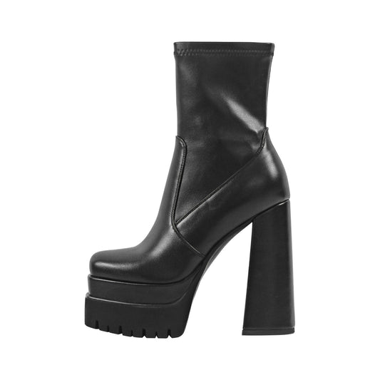 Double Platform Block Heel Ankle Boots | Onlymaker Hot Sale