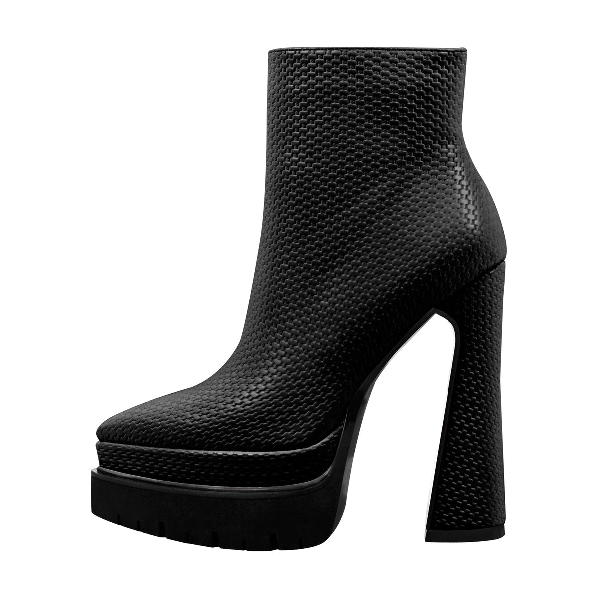 Double Platform Pointed Toe Zipper Ankle Boots | Onlymaker Latest