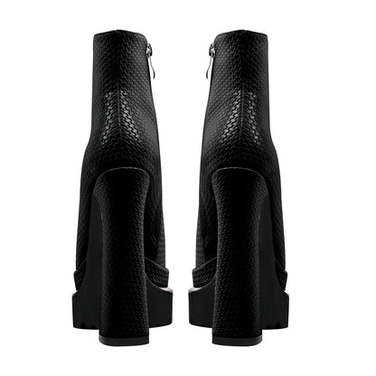 Double Platform Pointed Toe Zipper Ankle Boots | Onlymaker Latest