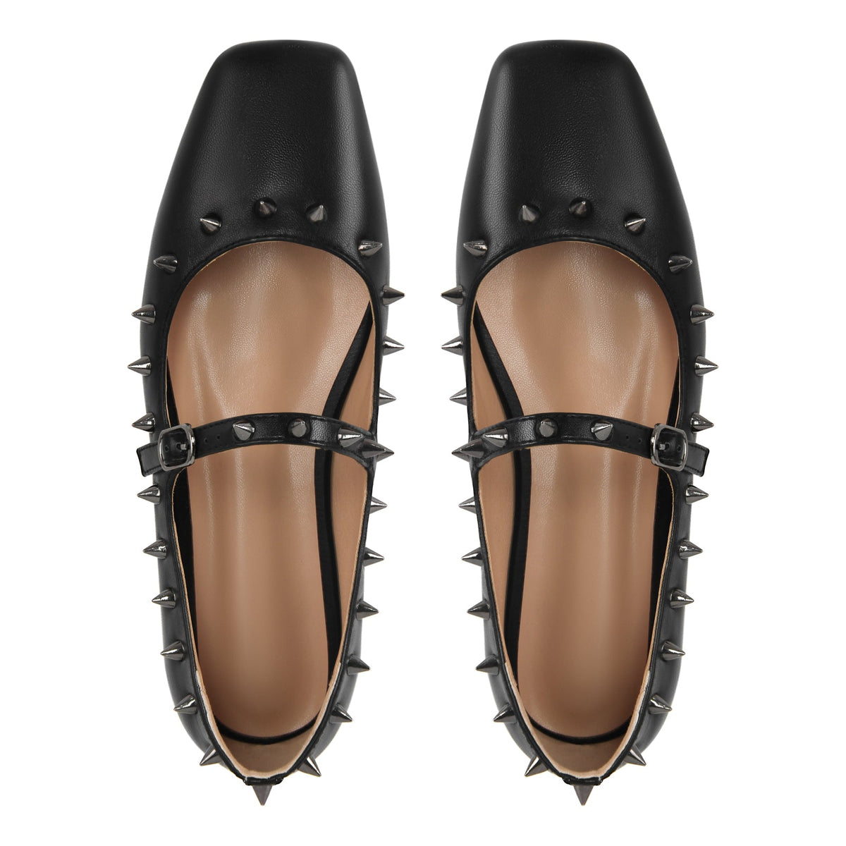 Square Toe Rivet Mary Jane Flats | Onlymaker Smart Buy