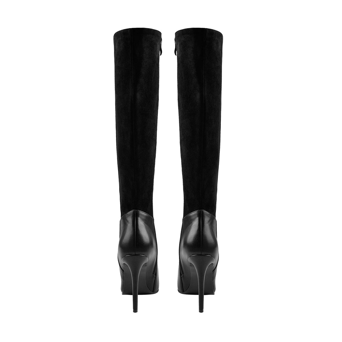 Suede Patchwork Pointed Toe Stiletto Wide High Boots | Onlymaker Value