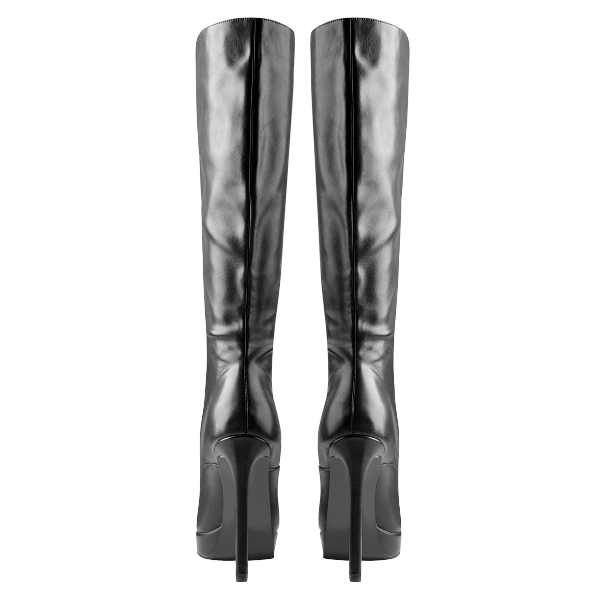 Black Matte Leather Platform Lace-Up High Heel Boots | Onlymaker Trusted