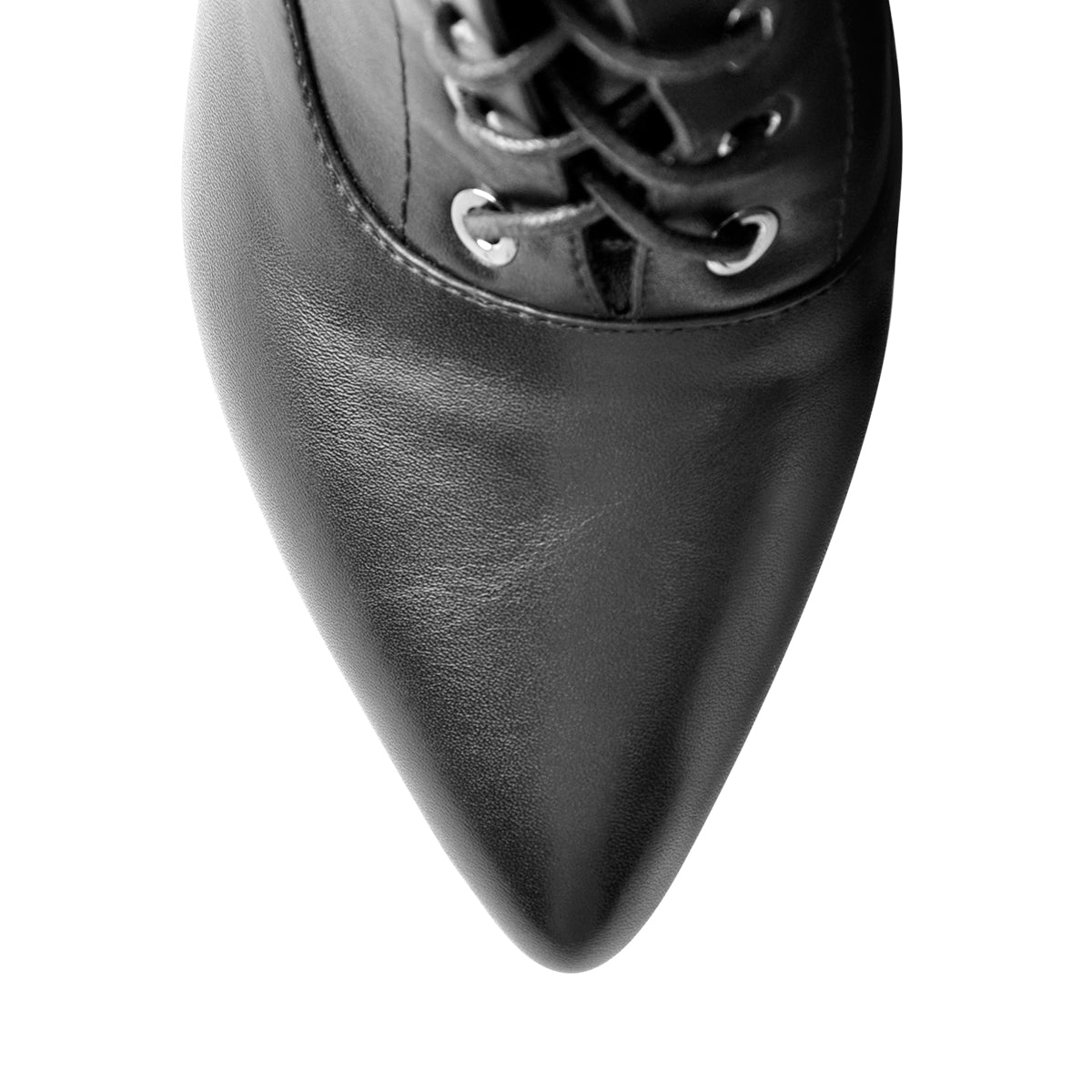 Black Matte Leather Platform Lace-Up High Heel Boots | Onlymaker Trusted
