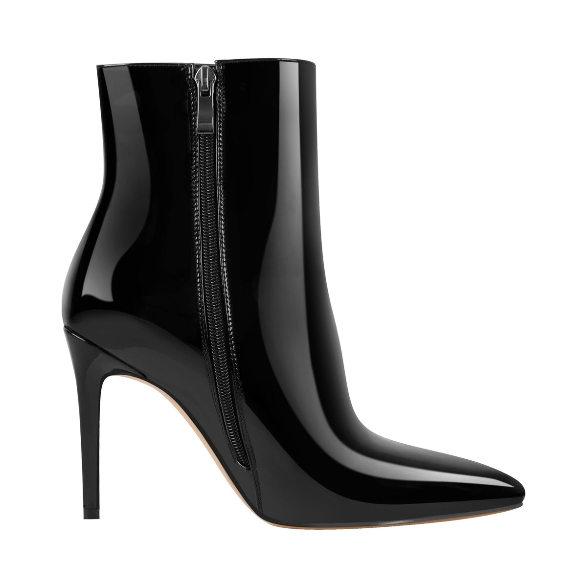 Pointed Toe Stiletto Patent Ankle Boots | Onlymaker Featured