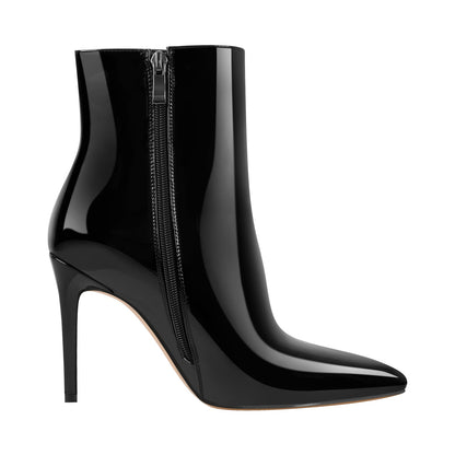 Pointed Toe Stiletto Patent Ankle Boots | Onlymaker Featured