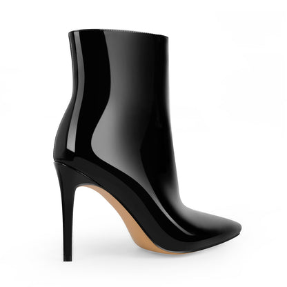 Pointed Toe Stiletto Patent Ankle Boots | Onlymaker Featured