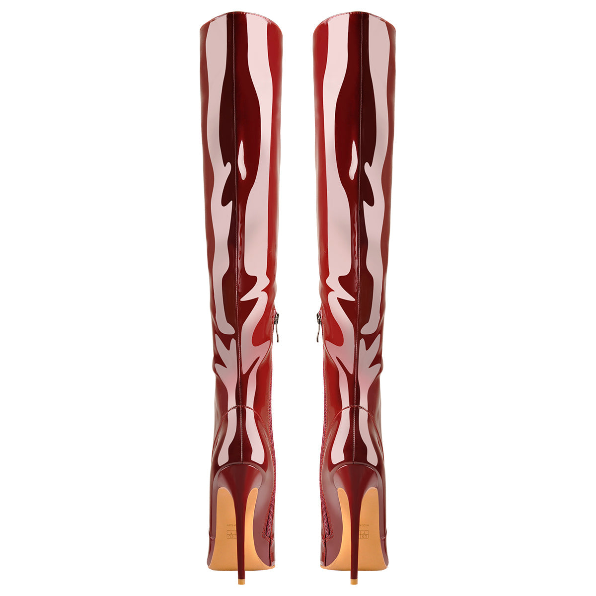 Pointed Toe Patent Side Zipper Knee High Boots | Onlymaker Sale