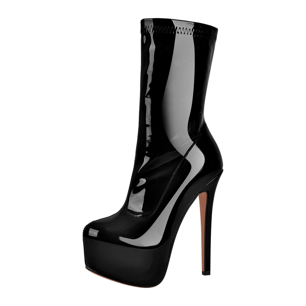Patent Leather Platform Stiletto High Heel Ankle Boots | Onlymaker Premium
