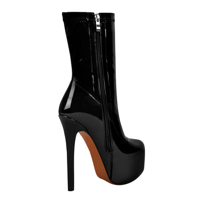 Patent Leather Platform Stiletto High Heel Ankle Boots | Onlymaker Premium