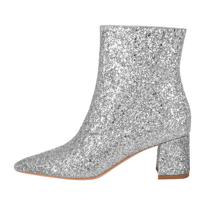 Pointed Toe Glitter Ankle Boots | Onlymaker Special Offer