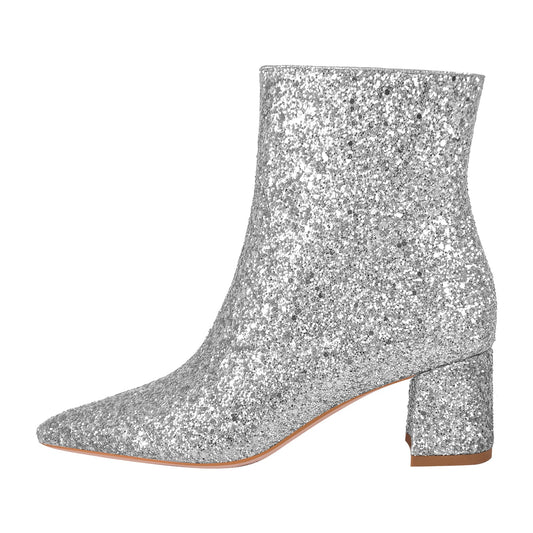 Pointed Toe Glitter Ankle Boots | Onlymaker Special Offer