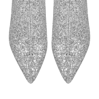 Pointed Toe Glitter Ankle Boots | Onlymaker Special Offer