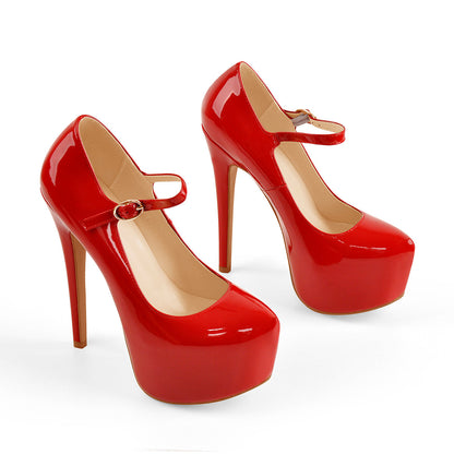 Mary Jane Platform Red Pointed Toe Stiletto High Heels Pumps | Onlymaker Quality