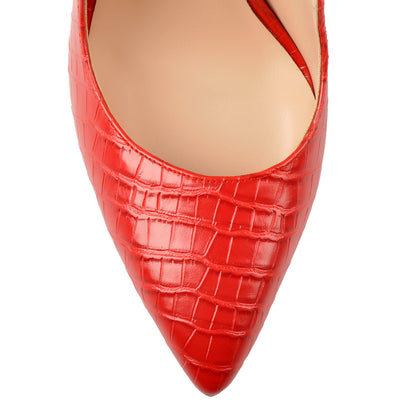 Red Pointed Toe High Heel Sandals Pumps | Onlymaker Essential