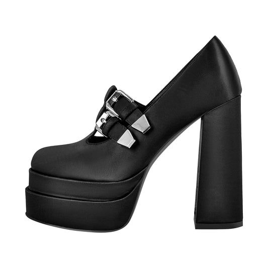 Double Platforms Chunky High Heel Pumps | Onlymaker Latest
