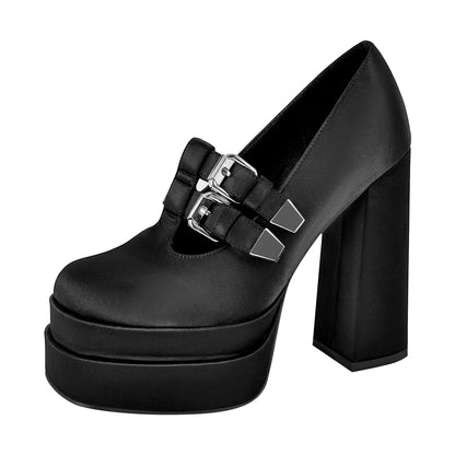 Double Platforms Chunky High Heel Pumps | Onlymaker Latest