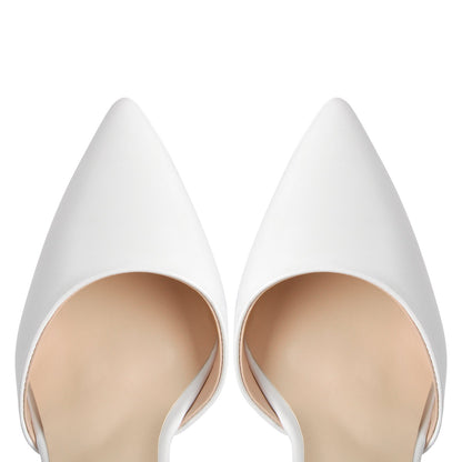 White Pointed Toe Platform Chunky Pumps | Onlymaker Popular