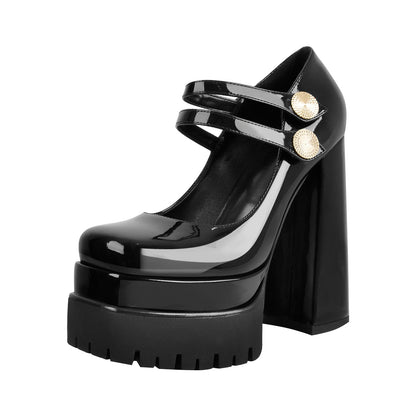 Square Toe Platform Chunky Mary Jane Pumps | Onlymaker Hot Sale