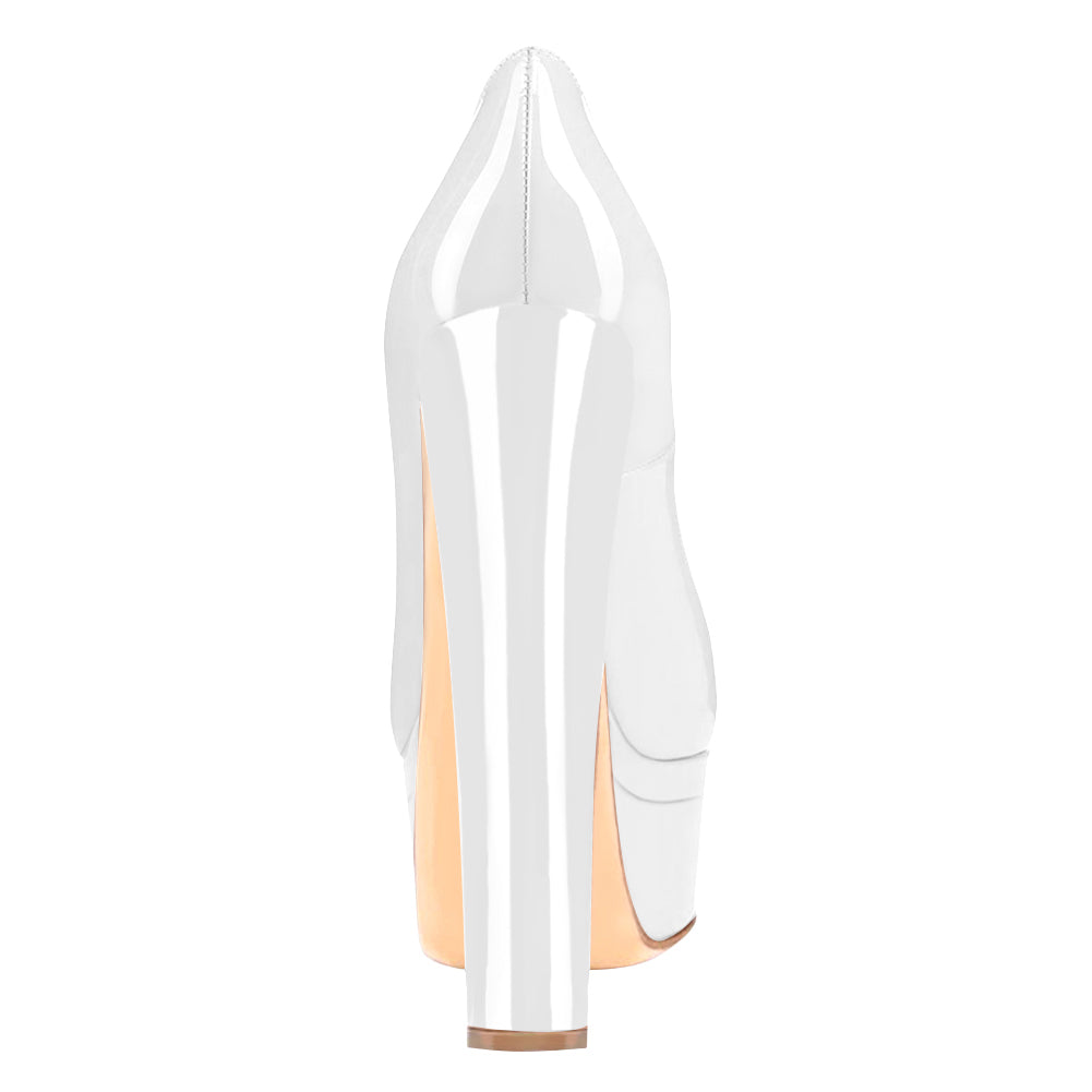Classic White Peep Toe Platform Pumps | Onlymaker Classic